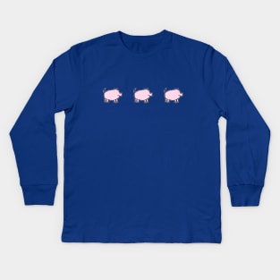 Three Cute Pink Pigs Right Kids Long Sleeve T-Shirt